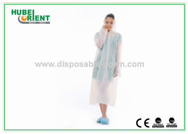 Waterprrof Light-Weight PE Visitor Coat For Factory With Hood And Long Sleeves