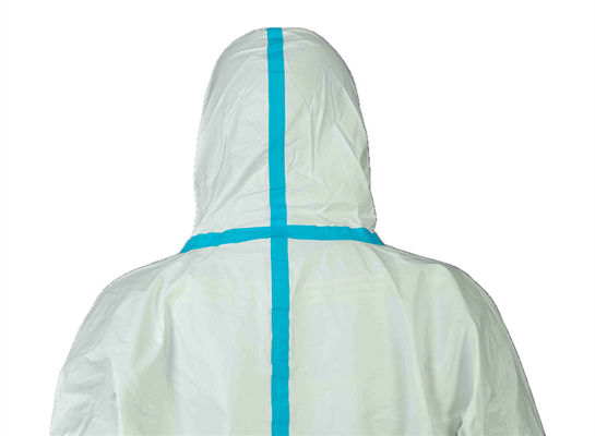 CAT.III Type 4/5/6 Disposable Coverall With Blue Tape Anti Static MP Chemical Clothing