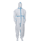 Type5B/6B Blue Striped SMS/MP Disposable Coverall Anti Bacterial With Hood