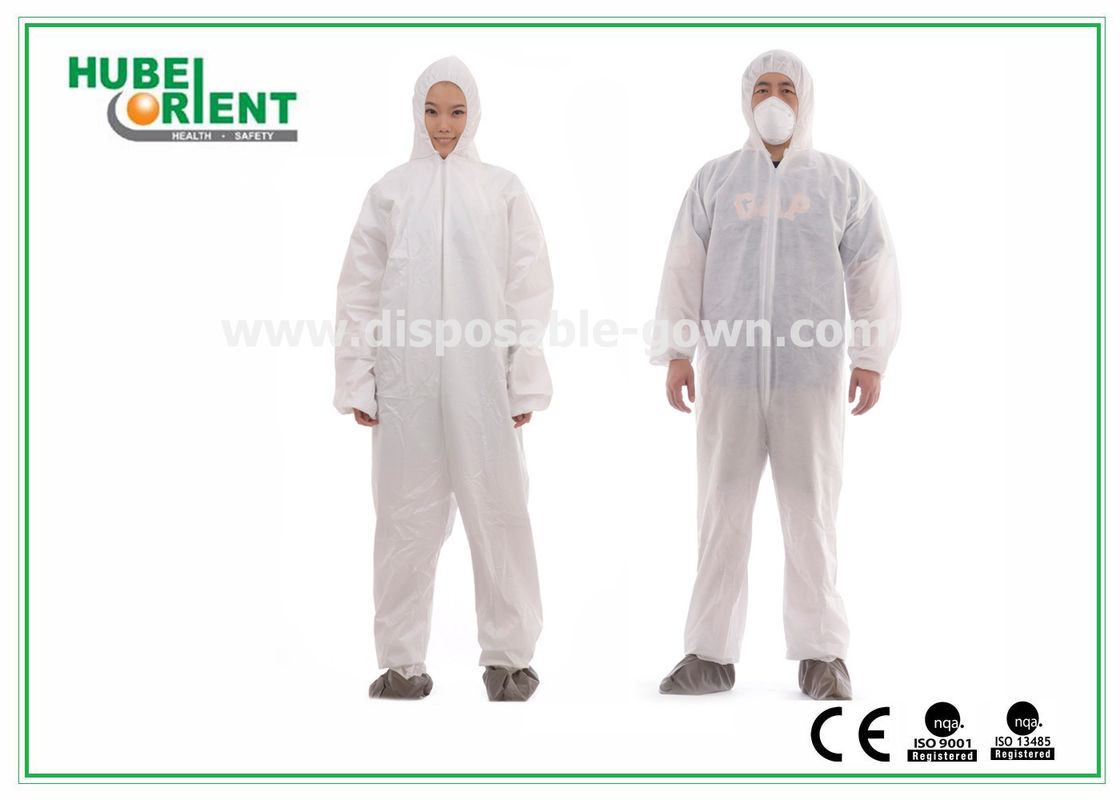 Splash Proof Type 5 6 SMS Disposable Coveralls With Hood